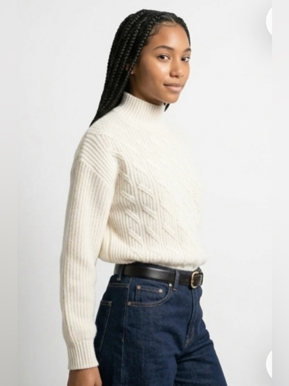 J Crew Women's Cream Cable Knit Sweater Medium - Picture 2 of 12